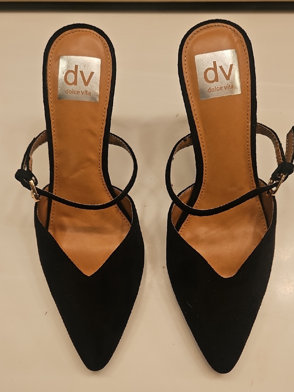 Dolce Vita Black Pointed Toe Slingback Mules